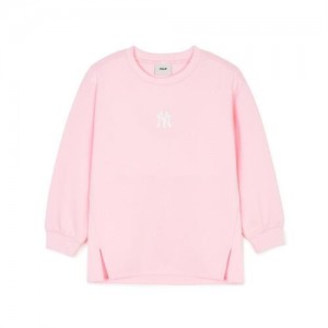 MLB Athleisure Long New York Yankees Kids' Sweatshirts Pink | 0185492-IH