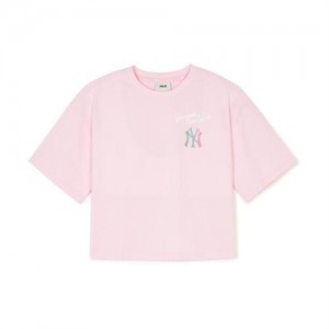 MLB Athleisuret New York Yankees Kids' T Shirts Pink | 7230965-OE