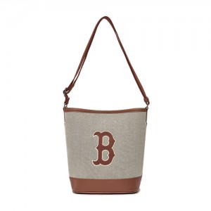 MLB Basic Big Logo Canvas Boston Redsox Cross Body Bags Brown | 0128496-WA