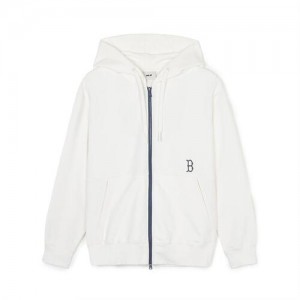 MLB Basic Big Logo Double Knit Zip Up Boston Redsox Hoodie White | 0752819-ZX