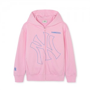 MLB Basic Big Logo Zip Up New York Yankees Kids' Hoodie Pink | 2194087-QV