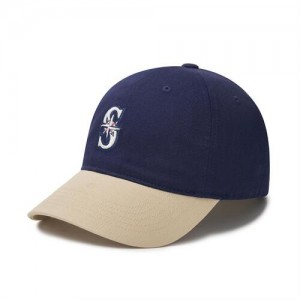 MLB Basic Color Block Unstructured Ball Seattle Mariners Hats Navy | 8143596-SG