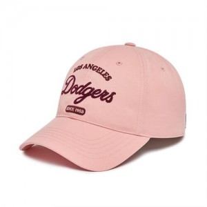 MLB Basic Cursive Logo Unstructured Ball Los Angeles Dodgers Hats Pink | 4916503-LV