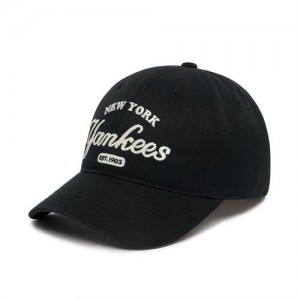 MLB Basic Cursive Logo Unstructured Ball New York Yankees Hats Black | 0162958-MF