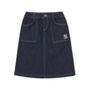 MLB Basic Denim Midi New York Yankees Kids' Skirts Black | 9153746-JB