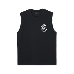 MLB Basic Mega Logo Cool Tech Sleeveless New York Yankees T Shirts Black | 5842760-ZM