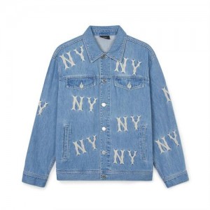 MLB Basic Multi Mega Logo Embroidery Denim New York Yankees Jackets Blue | 5694170-MA