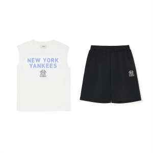 MLB Basic Sleevelesst Set Up New York Yankees Kids' T Shirts White / Black | 6193570-CB