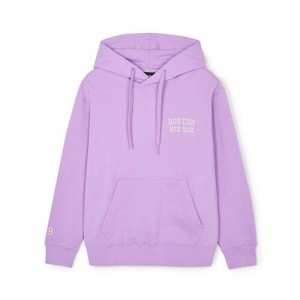 MLB Basic Small Lettering Overfit Boston Redsox Hoodie Purple | 3495728-GZ