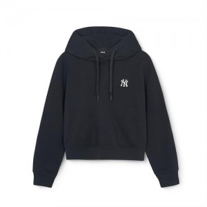 MLB Basic Small Logo Crop New York Yankees Hoodie Black | 0937426-TC