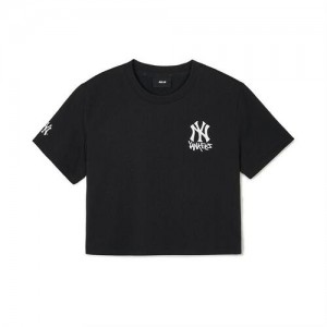 MLB Basic Small Logo Cropts New York Yankees T Shirts Black | 3948275-GX