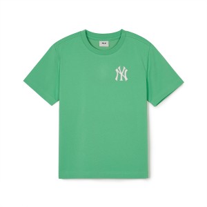 MLB Basic Small Logo New York Yankees Kids' T Shirts Green | 3658710-ZS