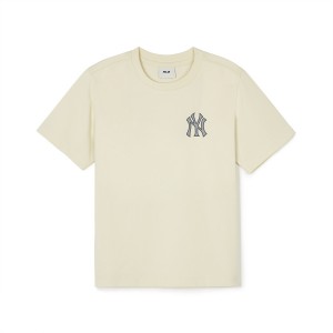 MLB Basic Small Logo New York Yankees Kids' T Shirts Beige | 0532791-VL