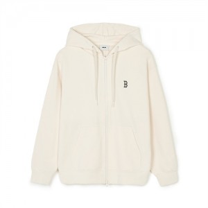 MLB Basic Small Logo Overfit Zip Up Boston Redsox Hoodie Cream | 0812473-FZ