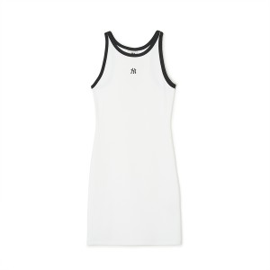 MLB Basic Small Logo Ribbed Ringer Sleeveless Ops New York Yankees Dress White | 1274563-MF