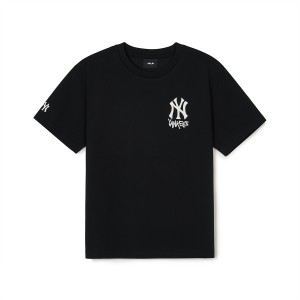 MLB Basic Street Logo New York Yankees Kids' T Shirts Black | 5478012-TI