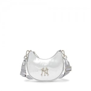 MLB Bling Bling Monogram Mini New York Yankees Cross Body Bags Silver | 9574286-TQ