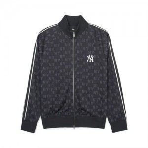 MLB Classic Monogram Jersey Jaquard Stand Neck Zip Up New York Yankees Jackets Black | 6239874-WZ