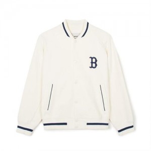 MLB Classic Monogram Jersey Jqd Raglan Varsity (Single Layer) Boston Redsox Jackets White | 7605482-NC