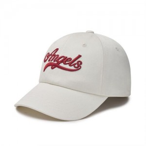 MLB Cursive Lettering Unstructured Ball Los Angeles Angels Hats White | 1348069-JQ