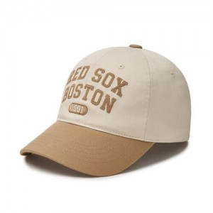 MLB Cursive Logo Color Block Unstructured Boston Redsox Hats White | 2908653-XF