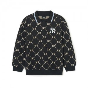 MLB Dia Monogram Collar New York Yankees Kids' Sweatshirts Black | 6183970-VB