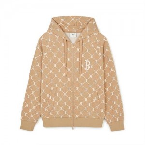 MLB Dia Monogram Jaquard Zip Up Boston Redsox Hoodie Khaki | 5413629-FO