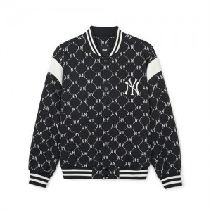 MLB Dia Monogram Jersey Jqd Shoulder Block Varsity New York Yankees Jackets Black | 2567094-TU