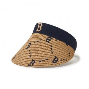 MLB Dia Monogram Raffia Sunvisor Boston Red Sox Kids' Caps Khaki | 9723581-DV