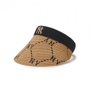 MLB Dia Monogram Raffia Sunvisor New York Yankees Kids' Caps Khaki | 3145729-NG