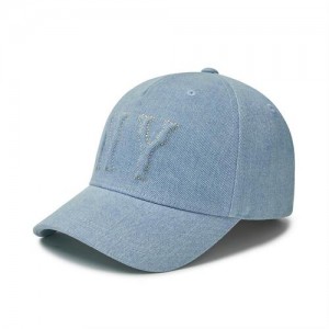 MLB Embo Logo Denim Structured Ball New York Yankees Hats Blue | 3251467-KI