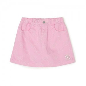 MLB Heart Denim New York Yankees Kids' Skirts Pink | 2367108-GR