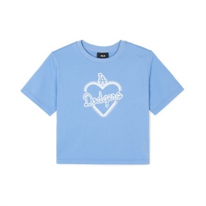 MLB Heart Logo Crop Slimts Los Angeles Dodgers T Shirts Blue | 1254738-CH