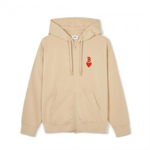 MLB Heart Overfit Zip Up Boston Redsox Hoodie Khaki | 5429107-NY