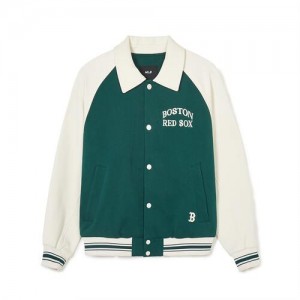 MLB Jersey Collar Raglan Varsity (Single Layer) Boston Redsox Jackets Green | 0875169-CH