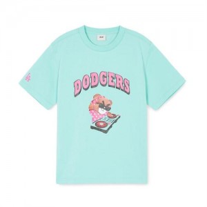 MLB Mega Bear Graphict Los Angeles Dodgers Kids' T Shirts Turquoise | 8437526-ZC