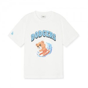 MLB Mega Bear Graphict Los Angeles Dodgers Kids' T Shirts White | 6128350-CW