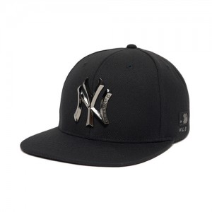 MLB Metal Logo Snapback New York Yankees Hats Black | 4925108-XA