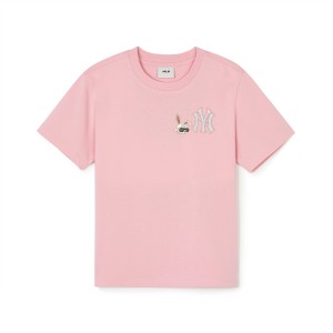 MLB Mono-Rabbit New York Yankees Kids' T Shirts Pink | 1659034-CX