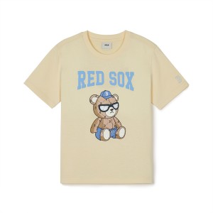 MLB Mono Bear Boston Red Sox Kids' T Shirts Beige | 8209165-XZ