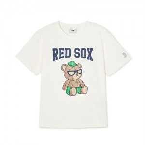 MLB Mono Beart Boston Red Sox Kids' T Shirts White | 3501426-JV