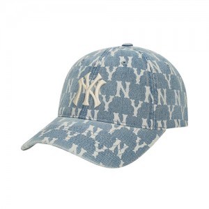 MLB Monogram Denim Ball New York Yankees Hats Blue | 5180376-KV