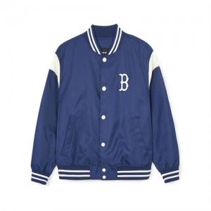 MLB Nylon Basic Shoulder Blocking Varsity (Single Layer) Boston Redsox Jackets Navy | 8316904-PT