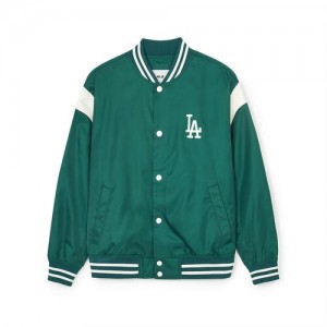 MLB Nylon Basic Shoulder Blocking Varsity (Single Layer) Los Angeles Dodgers Jackets Green | 2485709-KM