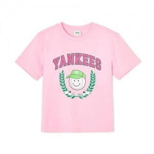 MLB Playt New York Yankees Kids' T Shirts Pink | 0359642-GM