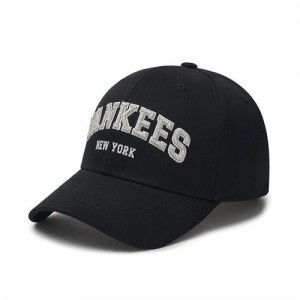 MLB Premium Varsity Lettering Logo Structured Ball New York Yankees Hats Black | 8153460-FR