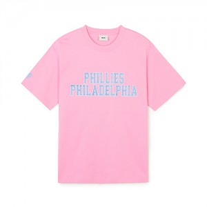 MLB Premium Varsity Overfitts Philadelpia Phillies T Shirts Pink | 7029846-TV