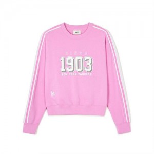 MLB Sportive Varsity Track Crop New York Yankees Sweatshirts Pink | 4938257-QN