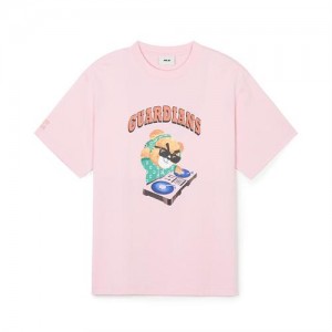 MLB Summer Mega Bear Overfitts Cleveland Guardians T Shirts Pink | 7403825-XS