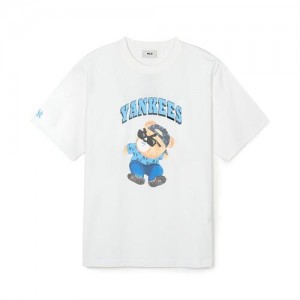 MLB Summer Mega Bear Overfitts New York Yankees T Shirts White | 6724190-NU